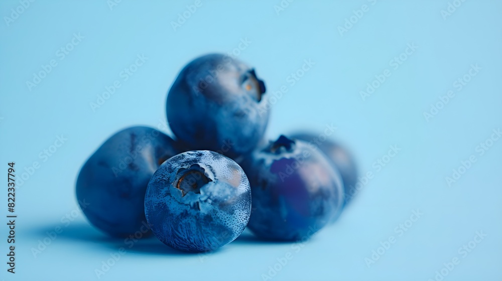 Fresh Sweet Blueberries Close Up On Clean Background (Generative AI) Fresh Sweet Blueberries Close Up On Clean Background (Generative AI)