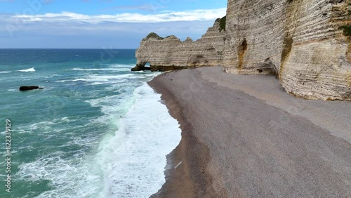 Etretat Porte dAval France Normandy Cliffs of Etretat Atlantic arches 4k drone  photo