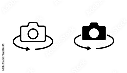 Switch from front to back camera flat icon set for apps, vector illustration on white background.