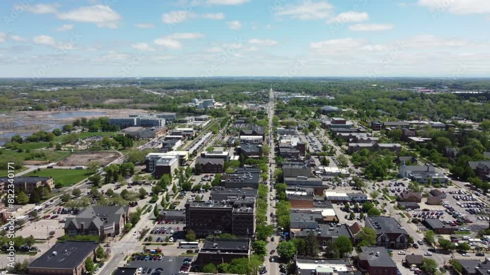 Drone view flying over Holland Michigan shot three