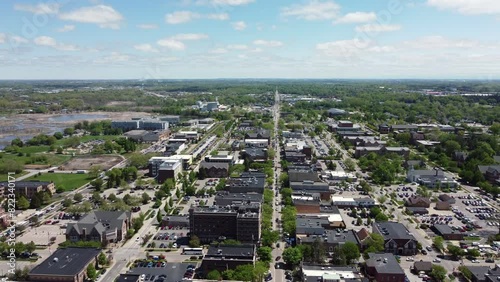 Drone view flying over Holland Michigan shot three