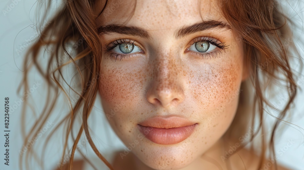 beautiful woman female skin care healthy hair and skin close up face beauty portrait.image illustration