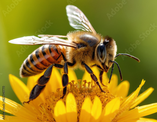 Un'ape che si posa su un fiore di tarassaco.  © Nicola