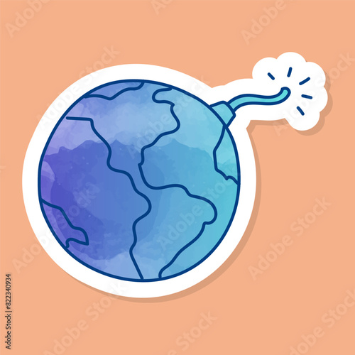 Explosive earth color sticker