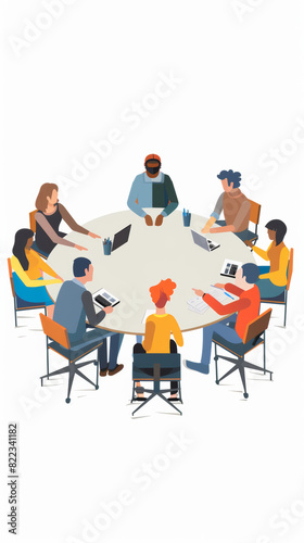 Meeting around a circular table, top view