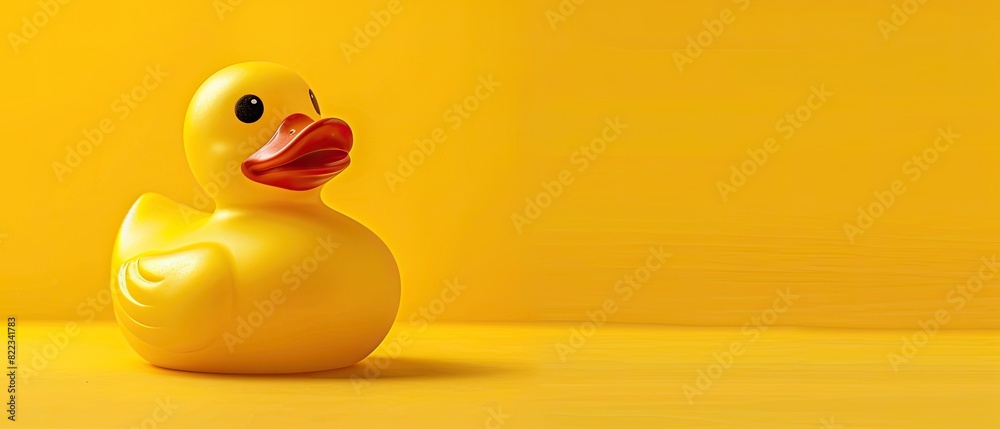 Yellow rubber duck with blank copyspace on yellow background Yellow rubber duck with blank copyspace on yellow background