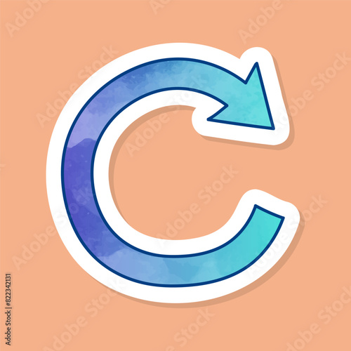 Clockwise rotating arrow color sticker