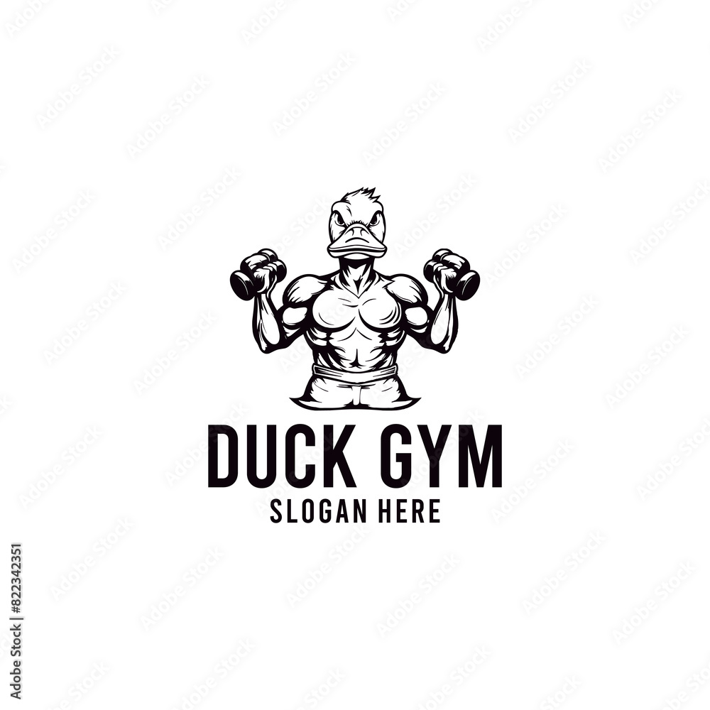 Duck gym logo vector illustration
