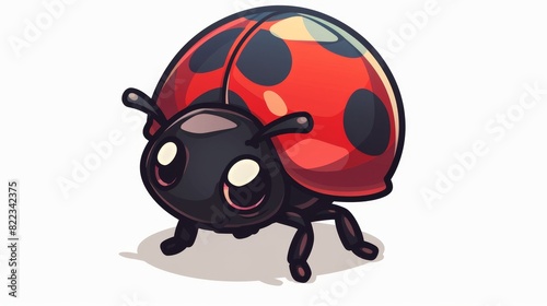 White background with a cute cartoon ladybug pointed aside
