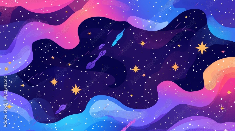 Outer space modern background template. Flat style template with stars