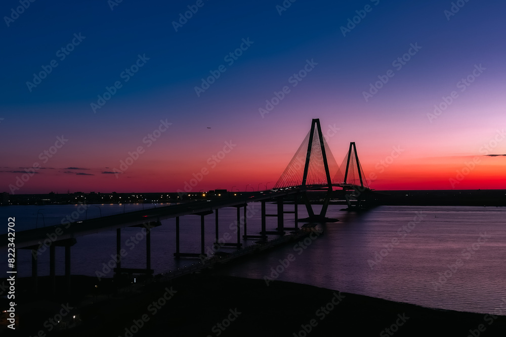 Fototapeta premium Charleston, SC Bridge at Sunset