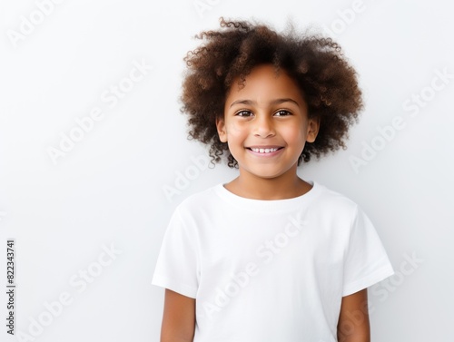 White background Happy black american african child Portrait of young beautiful kid Isolated on Background ethnic diversity equality acceptance concept 