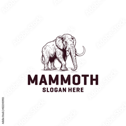 Vintage mammoth logo vector illustration