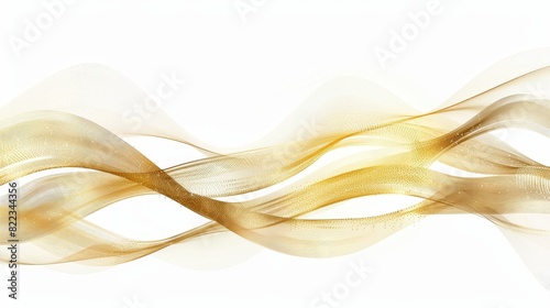 Modern illustration of a gold wave on white background. Wavy shape banner, premium wallpaper, elegant poster, curve texture. Japanese art.