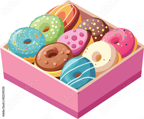 box of donut bakery doughnut Vector illustration