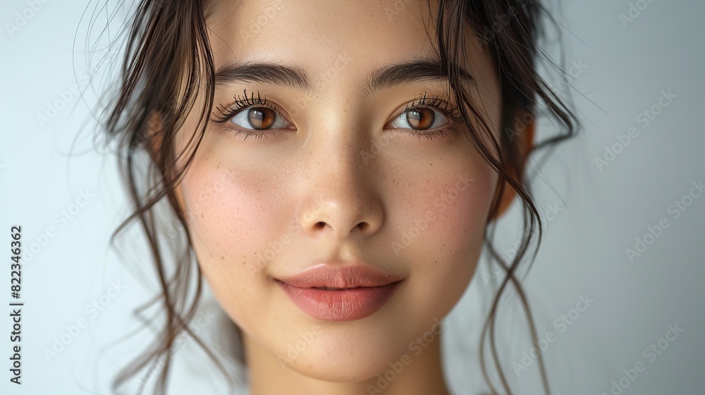 young cheerful woman looking at the camera beauty and spa asian woman portrait on a white background.image illustration young cheerful woman looking at the camera beauty and spa asian woman portrait on a white background.image illustration