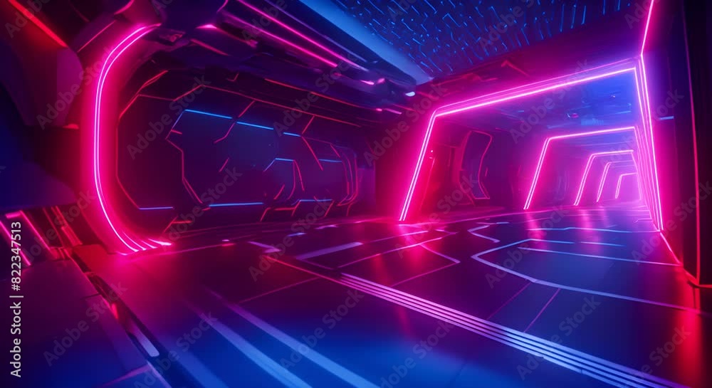 Futuristic tunnel Blue and red lines glowing light effect hitech style Futuristic tunnel Blue and red lines glowing light effect hitech style