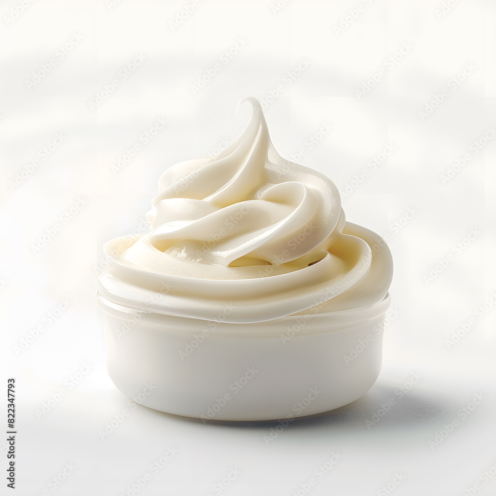 Opened cosmetic white cream jar isolated on white background Opened cosmetic white cream jar isolated on white background