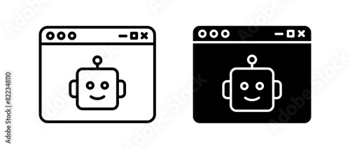 Chatbot icon vector set. AI bot with browser symbol