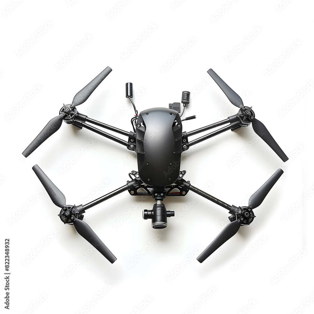 Black Drone top view isolated on white background Black Drone top view isolated on white background