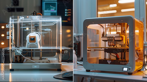 Comparative Overview of Two Different 3D Printer Models Featuring Dynamic Design Aspects photo