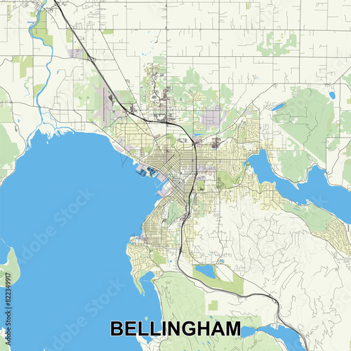 Bellingham, Washington, USA map poster art