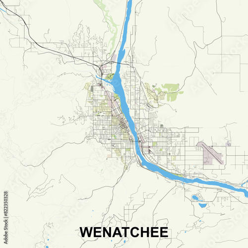 Wenatchee, Washington, USA map poster art