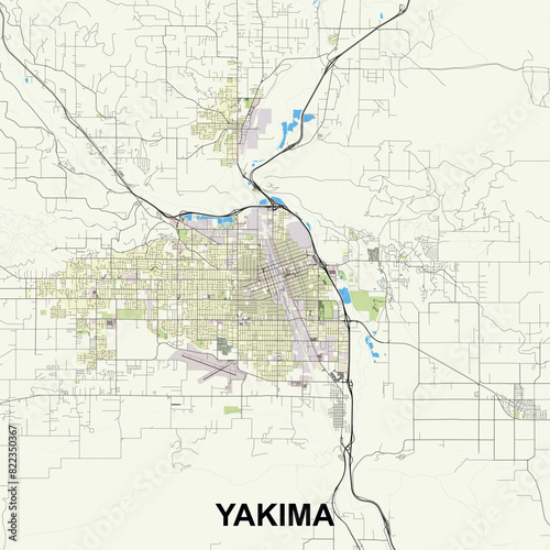 Yakima, Washington, USA map poster art photo