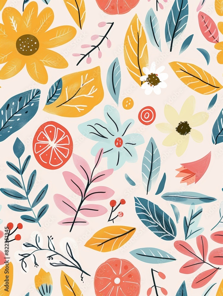Seamless pattern with fruits Background	
