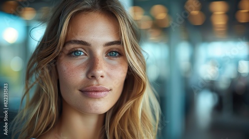 Wallpaper Mural businesswoman looking ahead in business office.illustration Torontodigital.ca