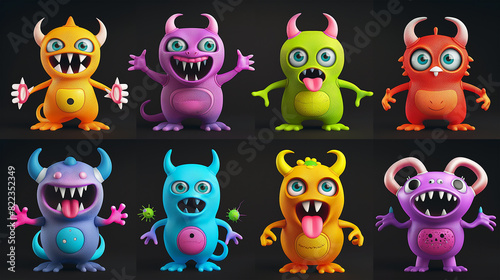 Asset of monster for slot game or game element isolation on dark background  Illustration.