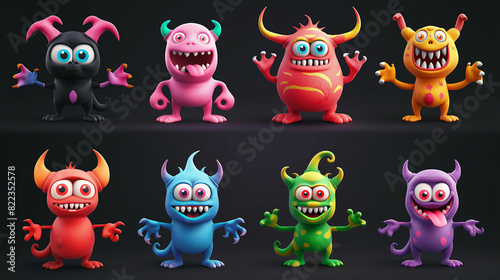 Asset of monster for slot game or game element isolation on dark background, Illustration.