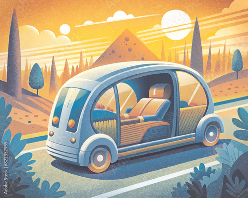 futuristic self-driving car on the highway, futuristic concept, ultra HD, modern city