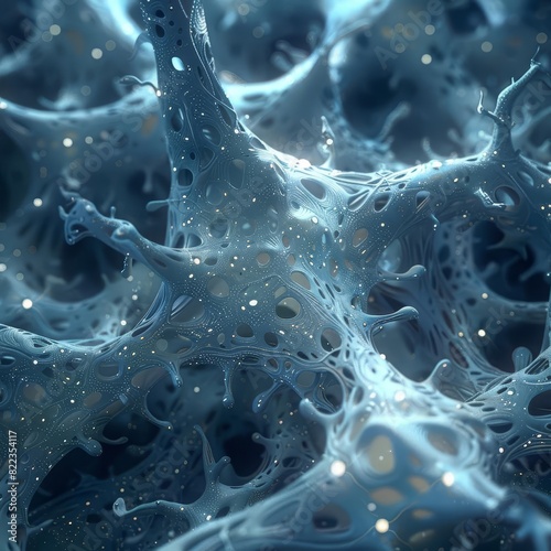 A mesmerizing 3D abstract rendering of a futuristic neural network