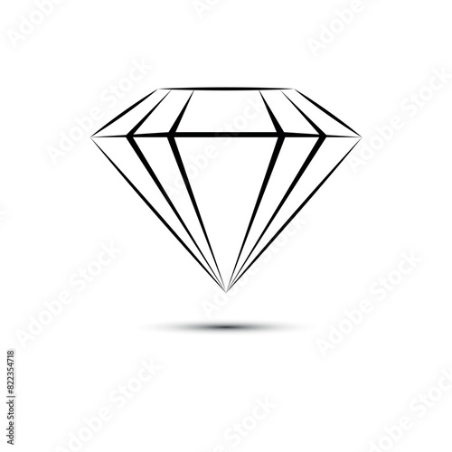 Diamond icon, silhouette of precious stones on a white background