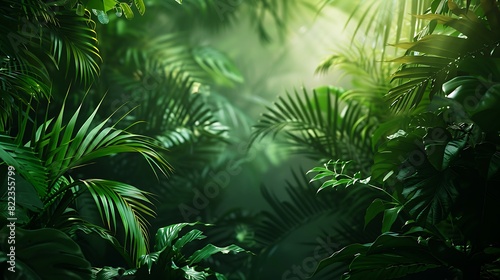 Lush Tropical Rainforest Double Exposure with Vibrant Foliage Silhouette - Nature Background with Wildlife and Copy Space