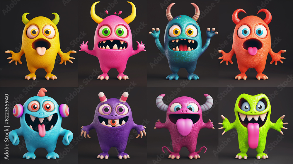 Fototapeta premium Asset of monster for slot game or game element isolation on dark background, Illustration.