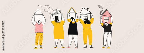 a group of people holding up mouses over their heads. Property ownership and investment