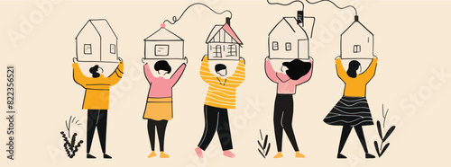 a group of people holding up mouses over their heads. Property ownership and investment