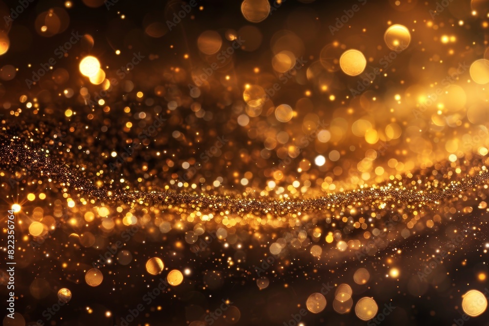 Obraz premium The image is a blurry, gold-toned background with many small, sparkling dots