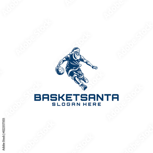Basket santa logo vector illustration