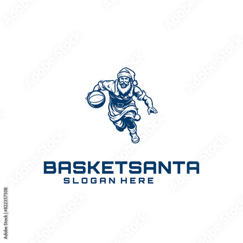Basket santa logo vector illustration