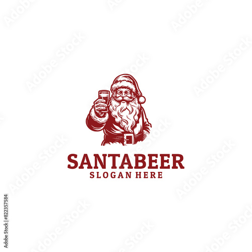 Santa beer logo vector illustration