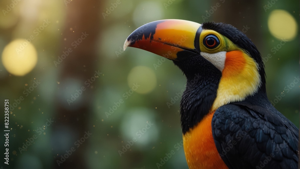 Obraz premium Portrait of a tropical toucan bird. Generitive.