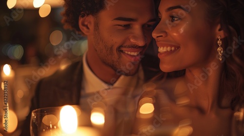 Romantic Couple Enjoying Candlelight Dinner