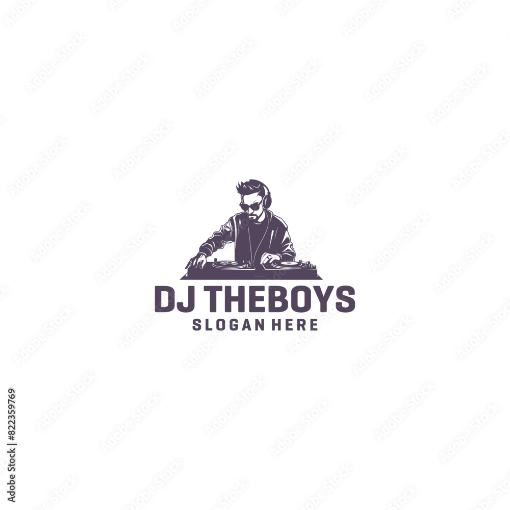 DJ boy logo vector illustration