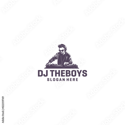 DJ boy logo vector illustration