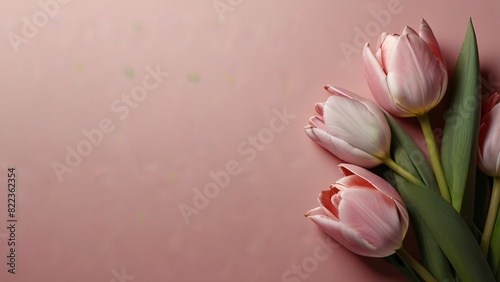  A bunch of pink tulips in full bloom against a soft pink background #822362354