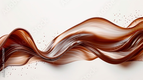 Isolated smooth flowing wave of dynamic chocolate, on a pure white background