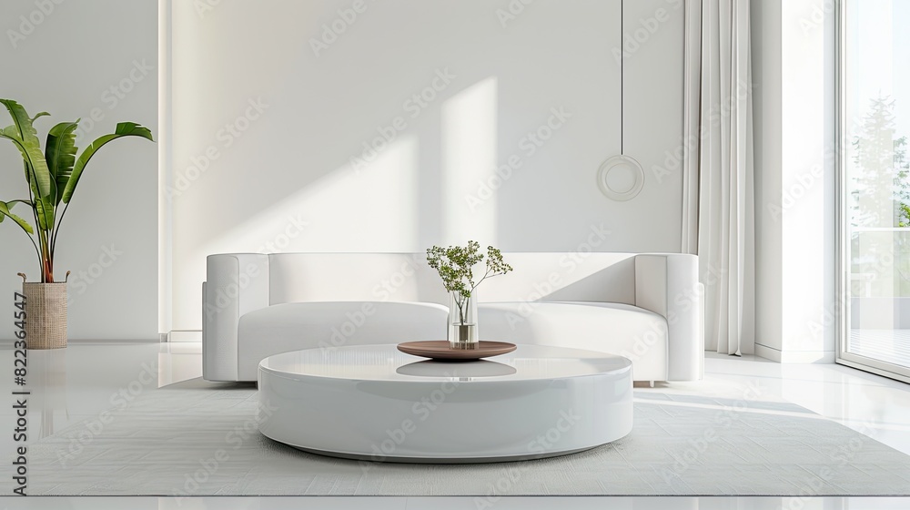 Whimsical White Haven: Living Room Oasis With Potted Plant Whimsical White Haven: Living Room Oasis With Potted Plant
